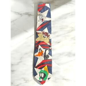 Vintage 1995 Warner Bros Looney Tunes Mania Neck Tie Bugs Bunny Taz Daffy Marvin